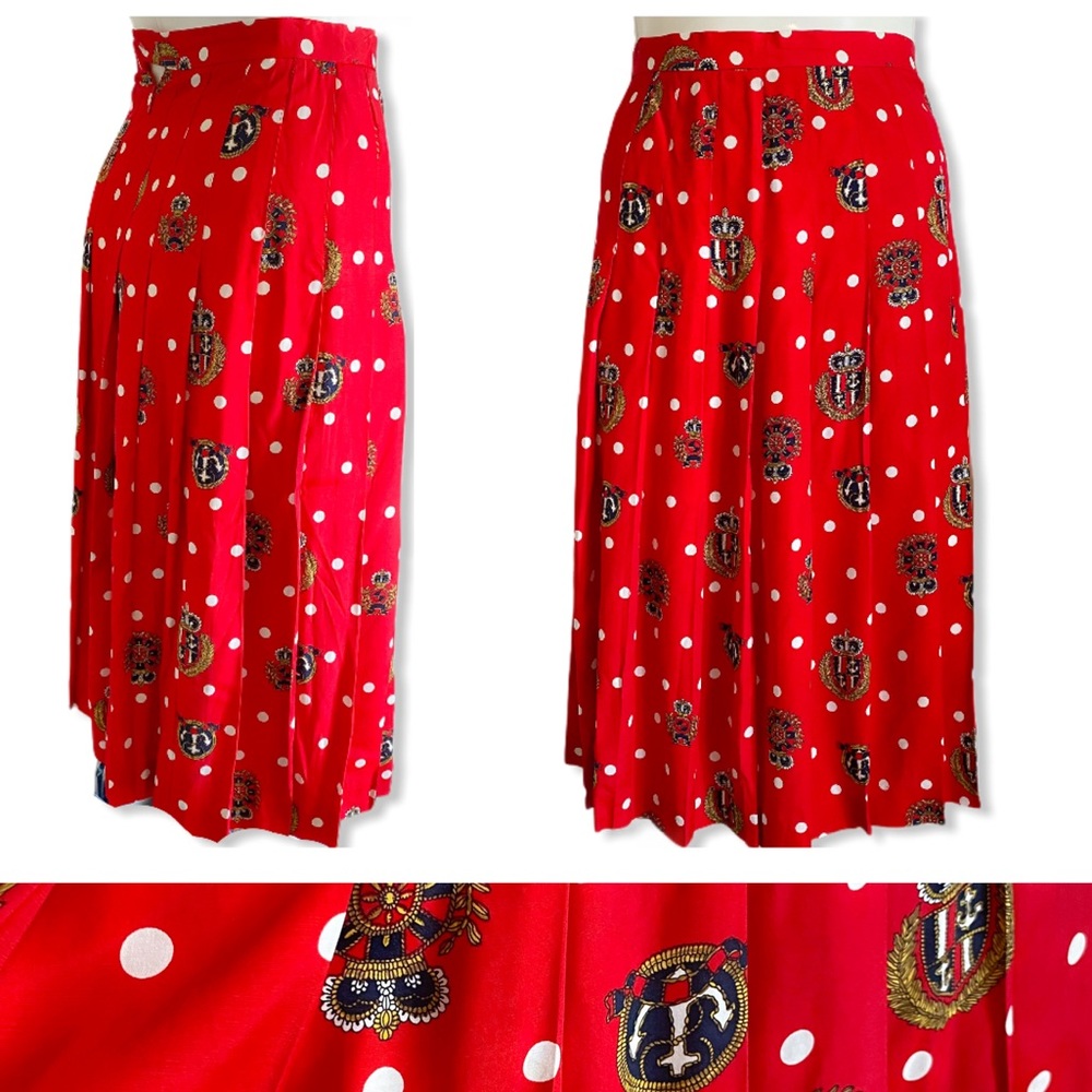 Vintage JH Collection Nautical Rayon Pleated Skirt